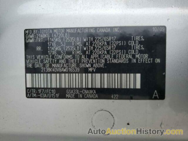 TOYOTA RAV4, 2T3BK4DV8AW016539