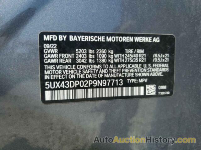BMW X3 SDRIVE30I, 5UX43DP02P9N97713