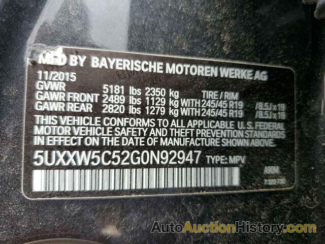 BMW X4 XDRIVE35I, 5UXXW5C52G0N92947