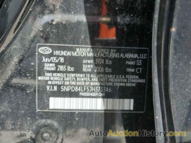 HYUNDAI ELANTRA SEL, 5NPD84LF5JH373346