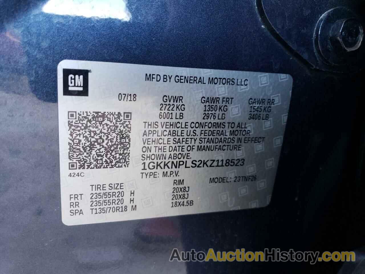 GMC ACADIA DEN DENALI, 1GKKNPLS2KZ118523