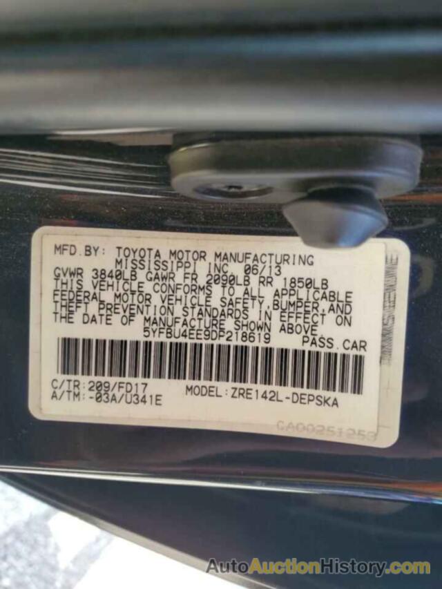 TOYOTA COROLLA BASE, 5YFBU4EE9DP218619