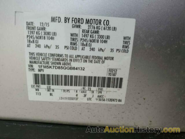 FORD EXPLORER XLT, 1FM5K7D85GGB84132