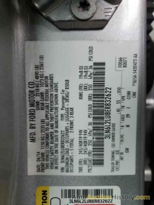 LINCOLN MKZ HYBRID, 3LN6L2LU8ER832622