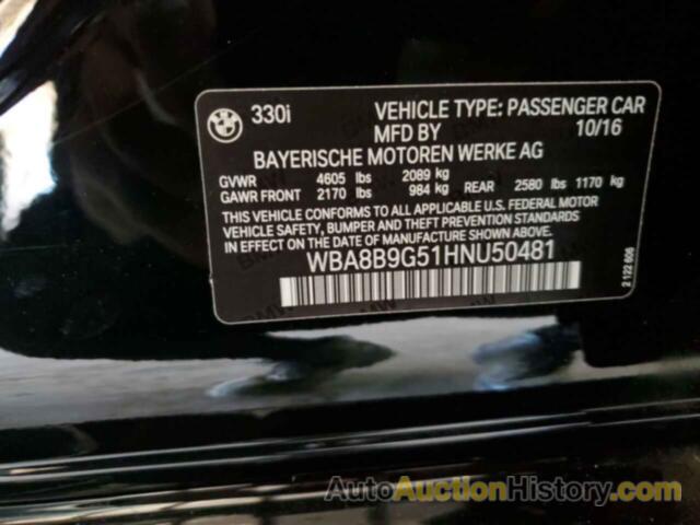 BMW 3 SERIES I, WBA8B9G51HNU50481