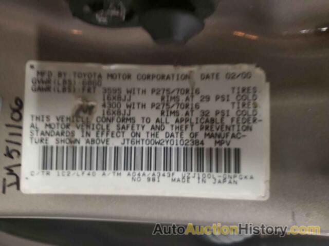 LEXUS LX470 470, JT6HT00W2Y0102384