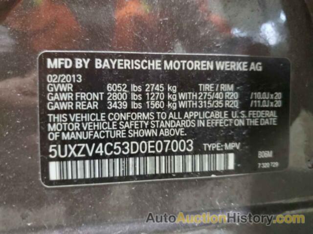 BMW X5 XDRIVE35I, 5UXZV4C53D0E07003