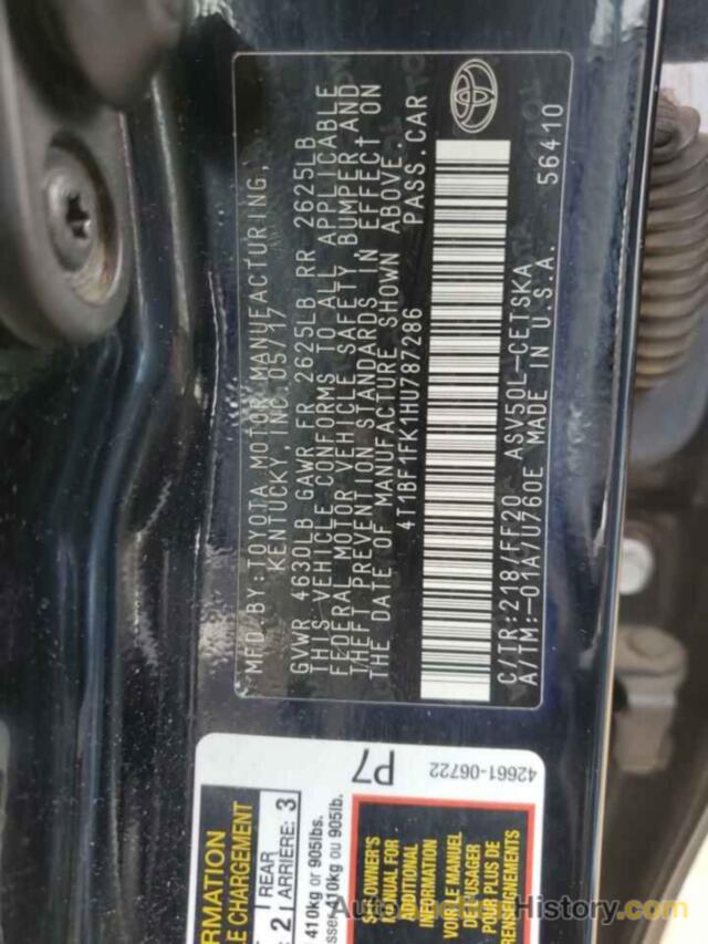 TOYOTA CAMRY LE, 4T1BF1FK1HU787286