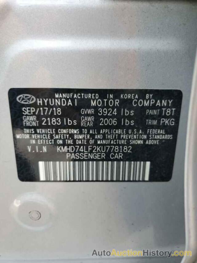 HYUNDAI ELANTRA SE, KMHD74LF2KU778182