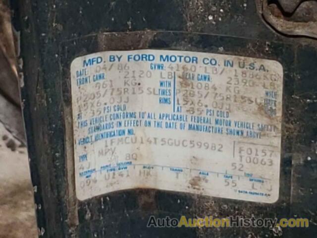 FORD BRONCO, 1FMCU14T5GUC59982