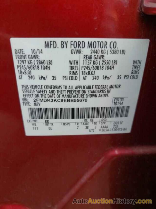 FORD EDGE LIMITED, 2FMDK3KC9EBB55670