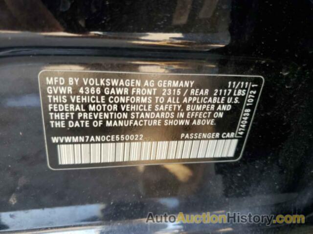 VOLKSWAGEN CC SPORT, WVWMN7AN0CE550022