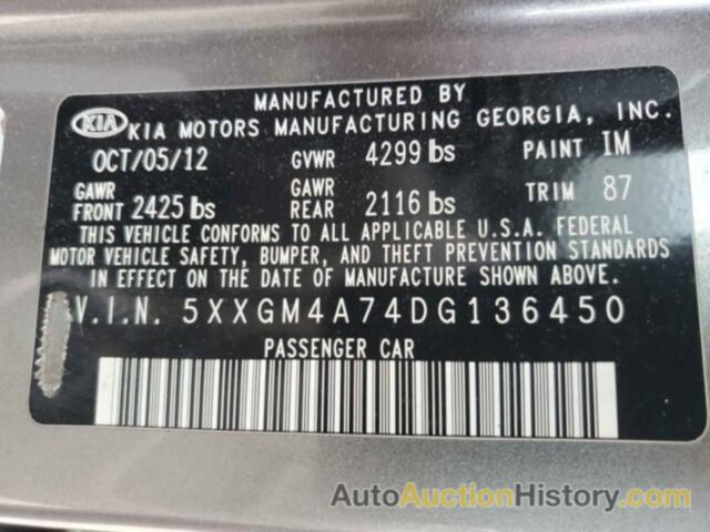 KIA OPTIMA LX, 5XXGM4A74DG136450