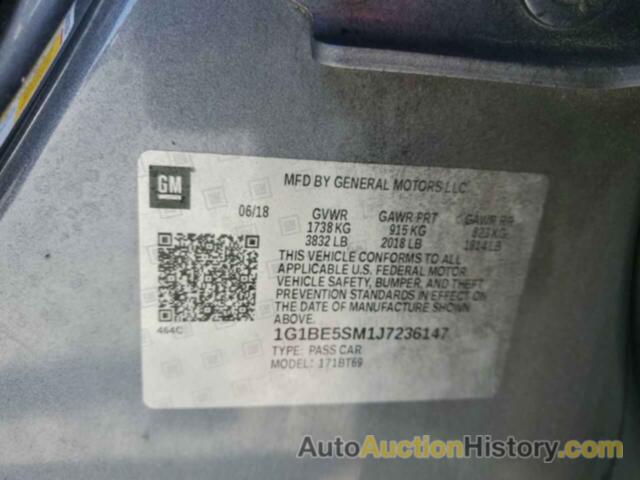 CHEVROLET CRUZE LT, 1G1BE5SM1J7236147