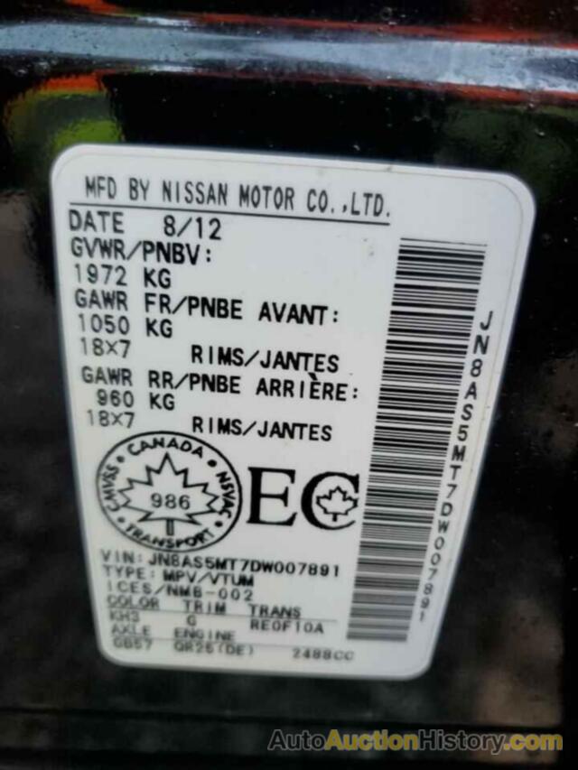 NISSAN ROGUE S, JN8AS5MT7DW007891