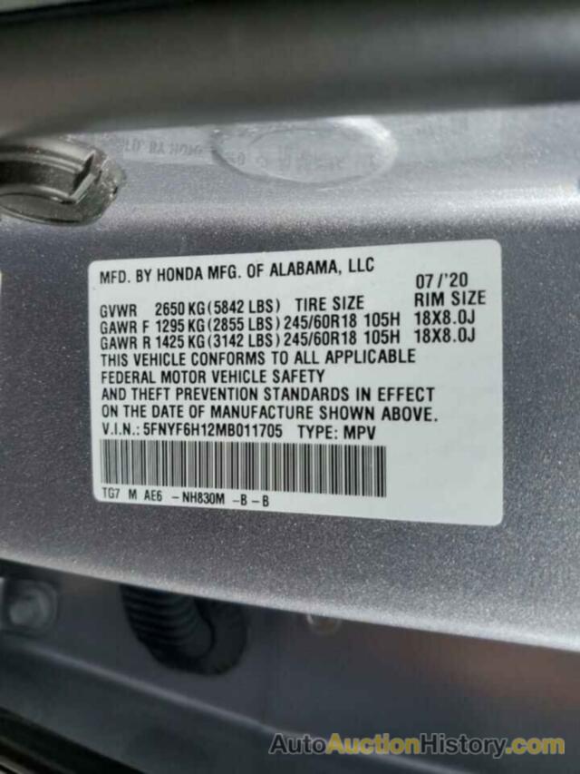 HONDA PILOT LX, 5FNYF6H12MB011705