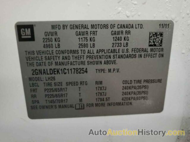 CHEVROLET EQUINOX LT, 2GNALDEK1C1178254