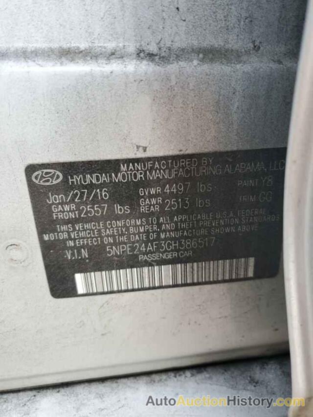 HYUNDAI SONATA SE, 5NPE24AF3GH386517