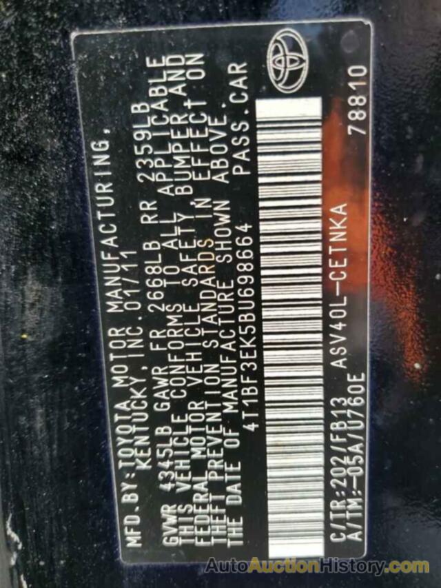 TOYOTA CAMRY BASE, 4T1BF3EK5BU698664