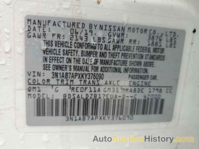 NISSAN SENTRA S, 3N1AB7APXKY376090