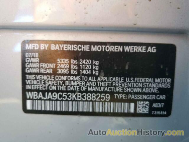 BMW 5 SERIES, WBAJA9C53KB388259
