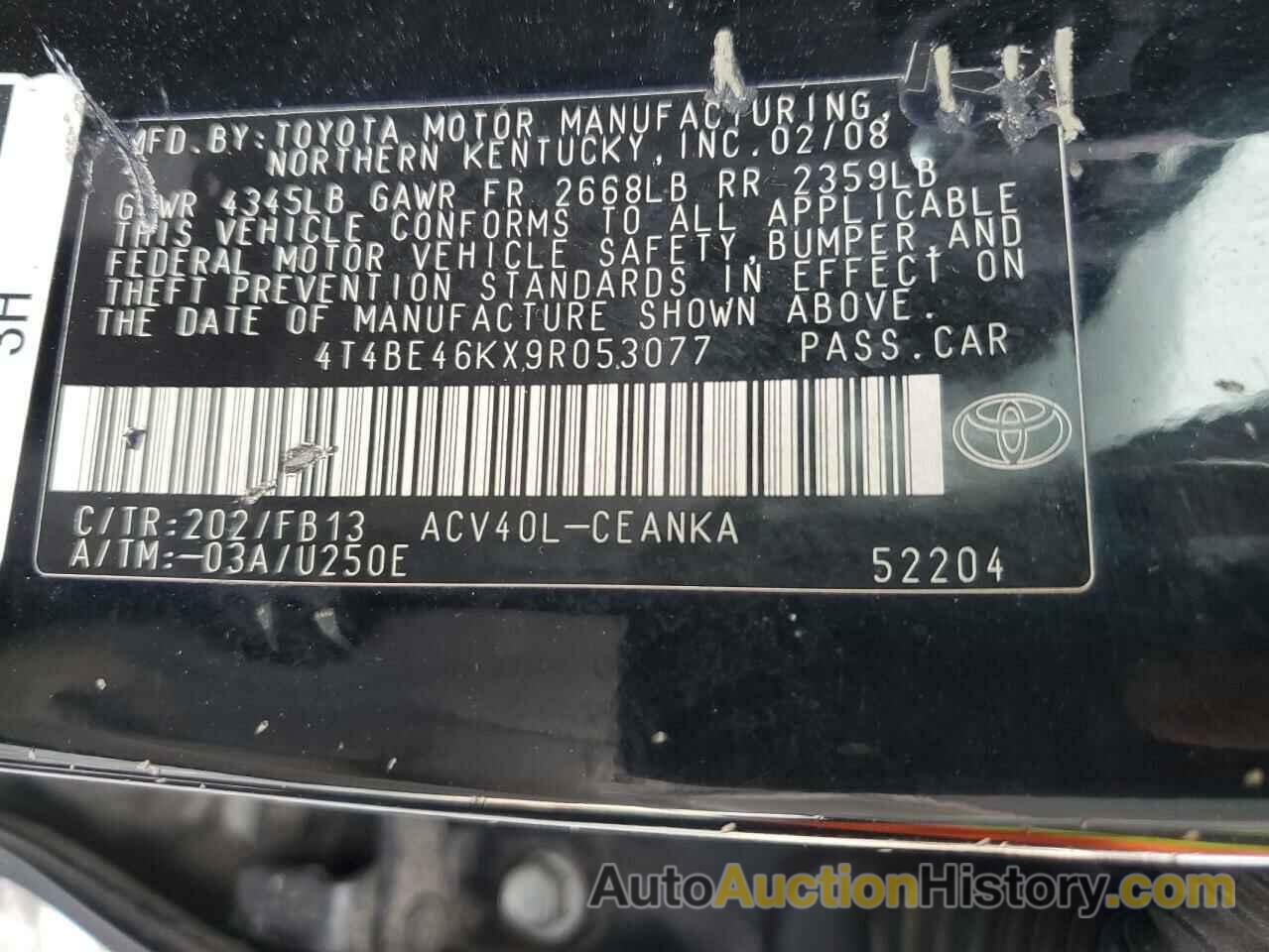 TOYOTA CAMRY BASE, 4T4BE46KX9R053077