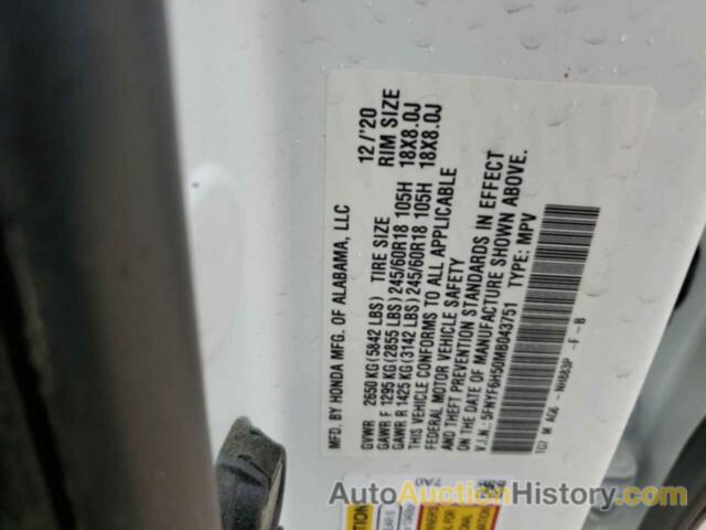 HONDA PILOT EXL, 5FNYF6H50MB043751