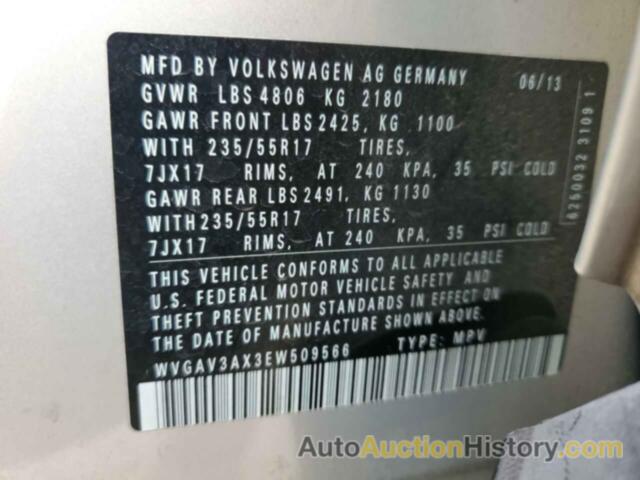 VOLKSWAGEN TIGUAN S, WVGAV3AX3EW509566