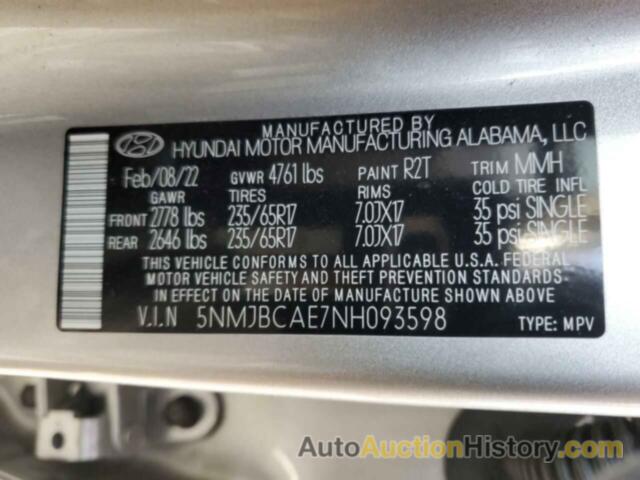 HYUNDAI TUCSON SEL, 5NMJBCAE7NH093598