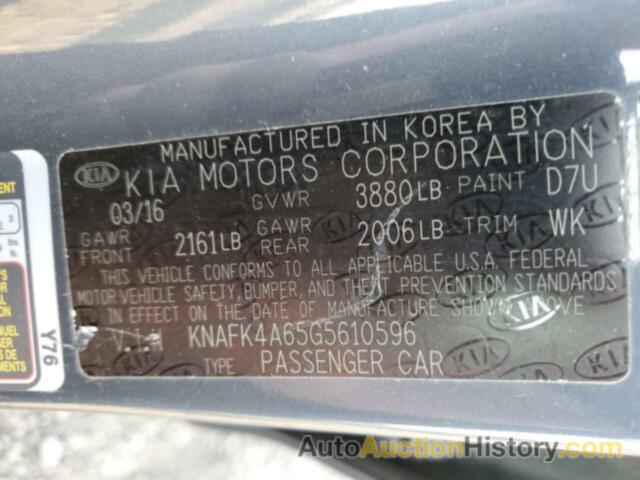 KIA FORTE LX, KNAFK4A65G5610596