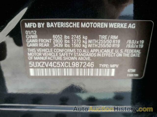 BMW X5 XDRIVE35I, 5UXZV4C5XCL987246