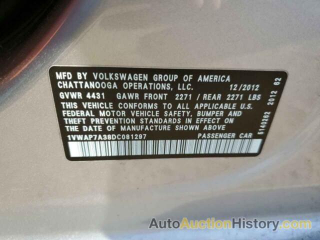 VOLKSWAGEN PASSAT S, 1VWAP7A38DC081297