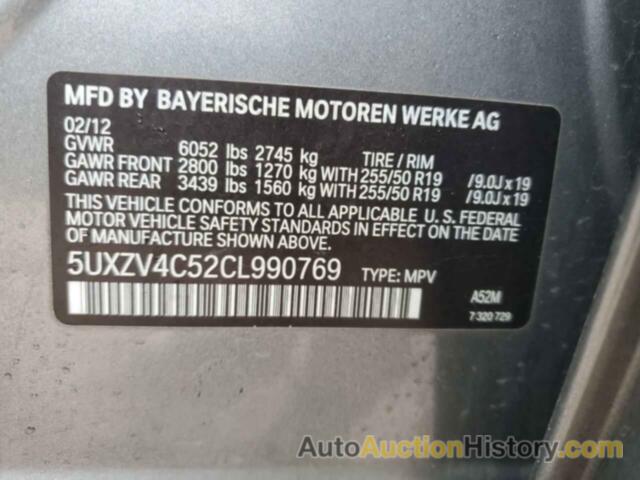 BMW X5 XDRIVE35I, 5UXZV4C52CL990769