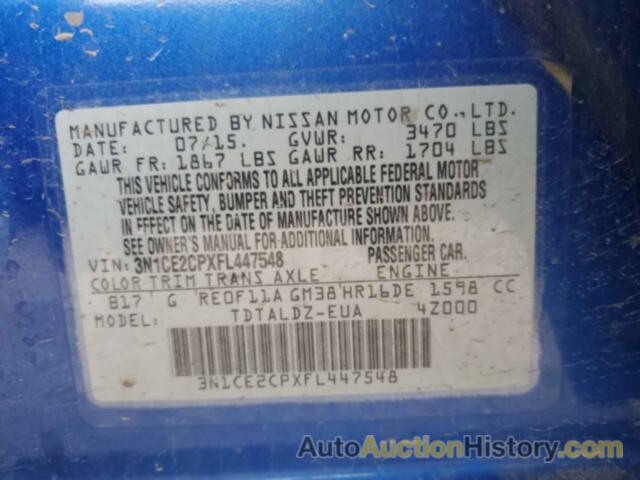 NISSAN VERSA S, 3N1CE2CPXFL447548