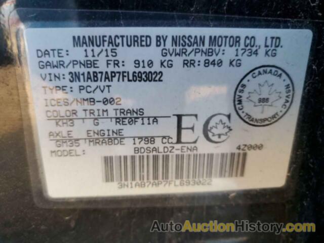 NISSAN SENTRA S, 3N1AB7AP7FL693022