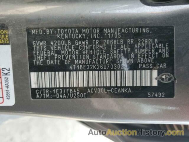 TOYOTA CAMRY LE, 4T1BE32K26U703025