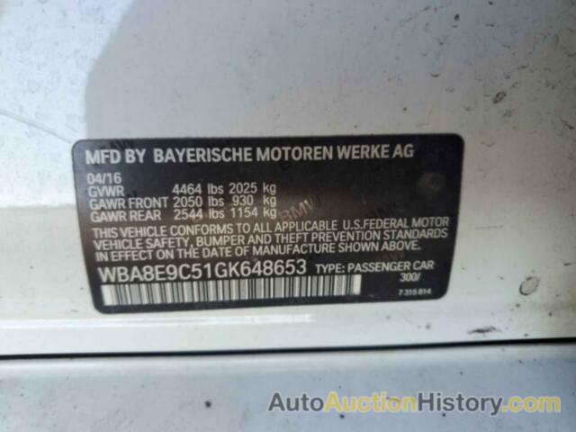 BMW 3 SERIES I SULEV, WBA8E9C51GK648653