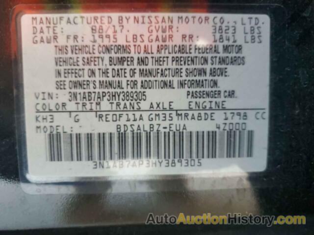 NISSAN SENTRA S, 3N1AB7AP3HY389305