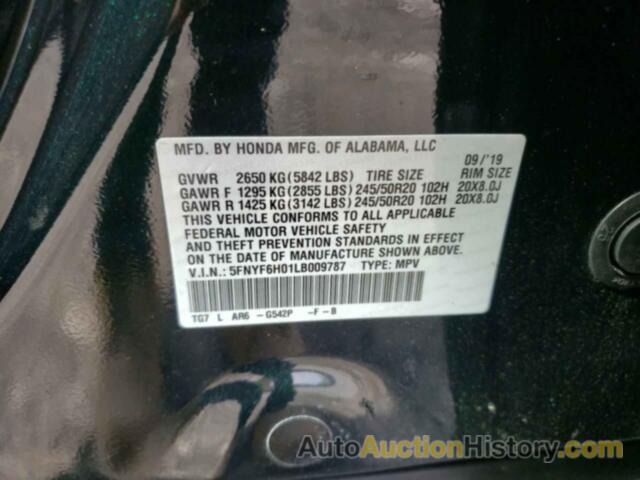 HONDA PILOT ELITE, 5FNYF6H01LB009787