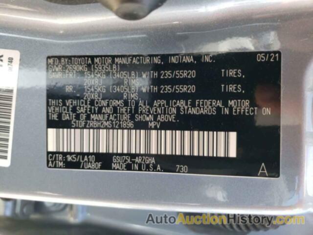 TOYOTA HIGHLANDER PLATINUM, 5TDFZRBH2MS121896