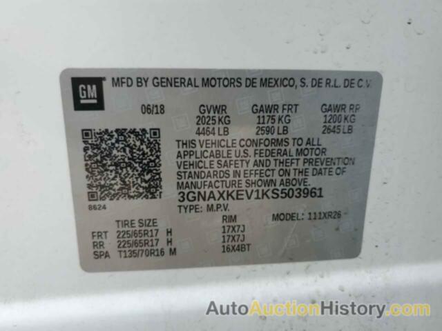 CHEVROLET EQUINOX LT, 3GNAXKEV1KS503961