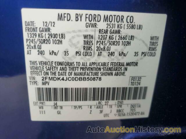 FORD EDGE SEL, 2FMDK4JC0DBB50878