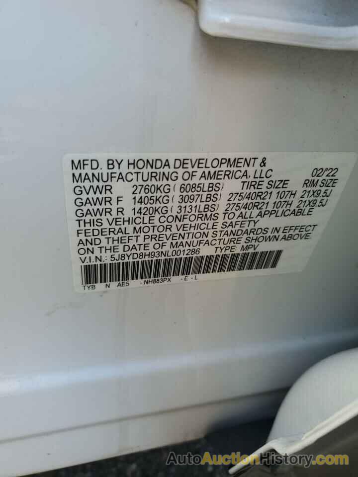 ACURA MDX TYPE S TYPE S, 5J8YD8H93NL001286