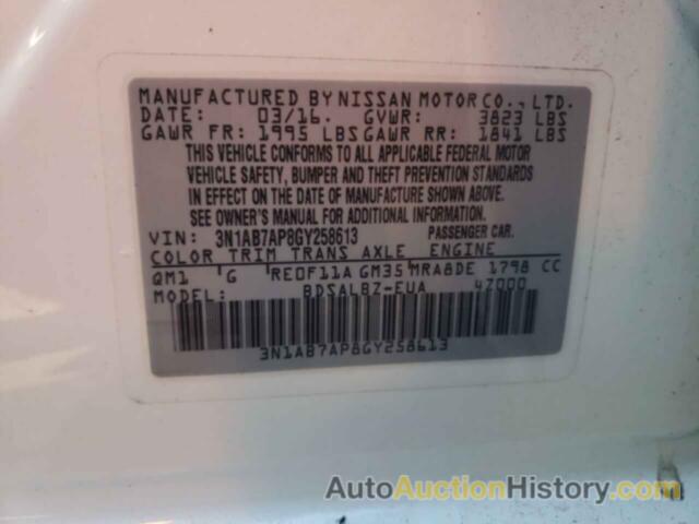 NISSAN SENTRA S, 3N1AB7AP8GY258613