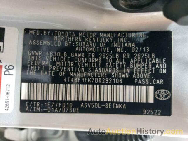 TOYOTA CAMRY L, 4T4BF1FK7DR292106