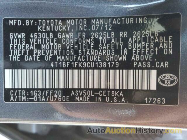 TOYOTA CAMRY BASE, 4T1BF1FK9CU138179