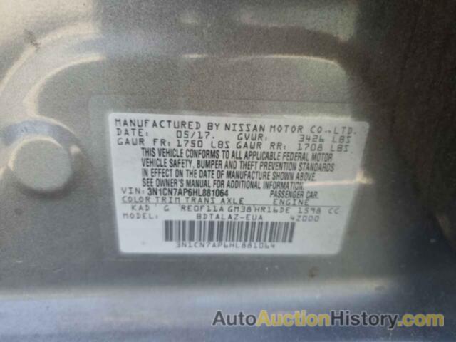 NISSAN VERSA S, 3N1CN7AP6HL881064