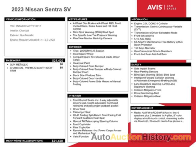 NISSAN SENTRA SV, 3N1AB8CV2PY310917