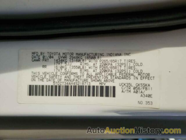 TOYOTA SEQUOIA SR5, 5TDZT34AX4S218713