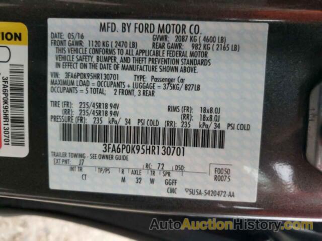 FORD FUSION TITANIUM, 3FA6P0K95HR130701